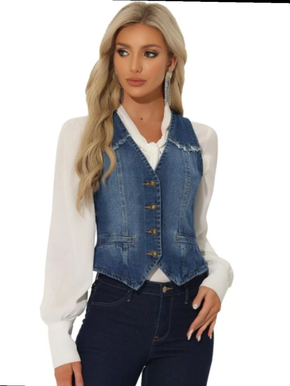 NEW ALLEGRA K DENIM VEST